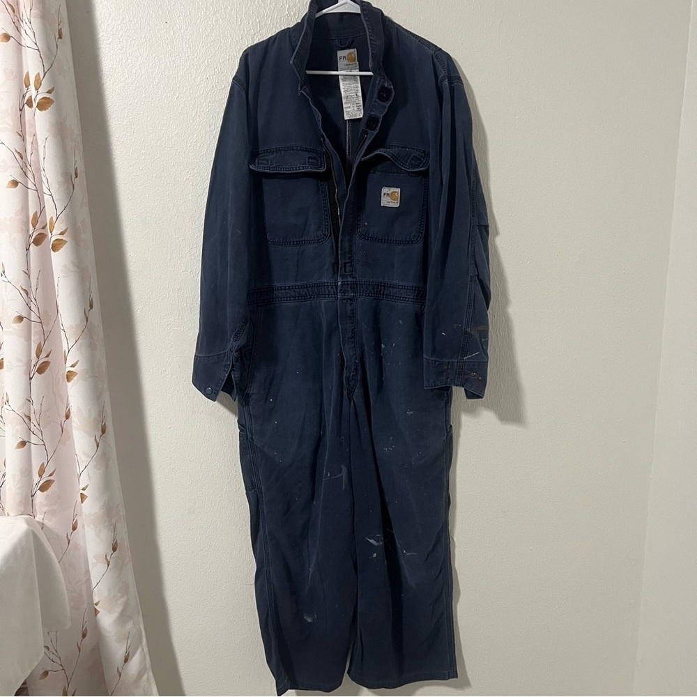 Carhartt FRX010 DNY 44 Short Navy Blue Fire Resistant Coverall NRC 2 See Picture
